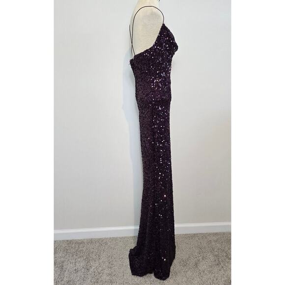 Plum Esperanza Formal Sleeveless A-line Front Slit Sequin Long Dress Sz XS (759) - Picture 2 of 14